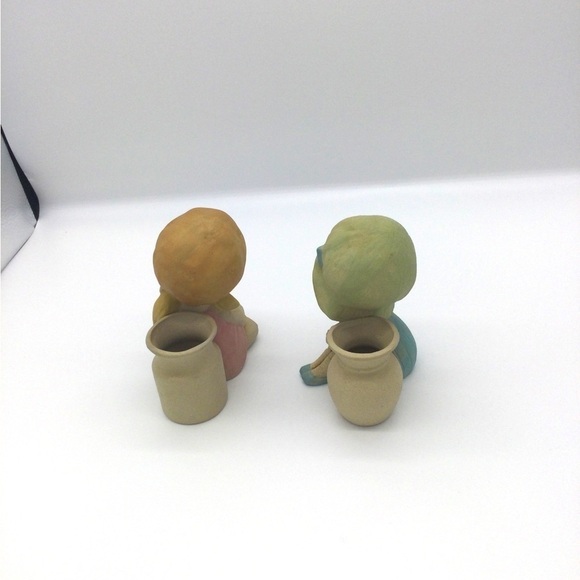 Vintage ceramic big bonnet holly hobby inspired bud vases set MCM retro 60s 70s - Picture 6 of 8